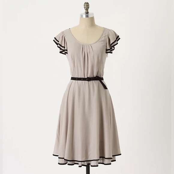 Anthropologie Maeve Time Gone By Dress Cream w/ Black Trim Size 4 - Picture 1 of 10